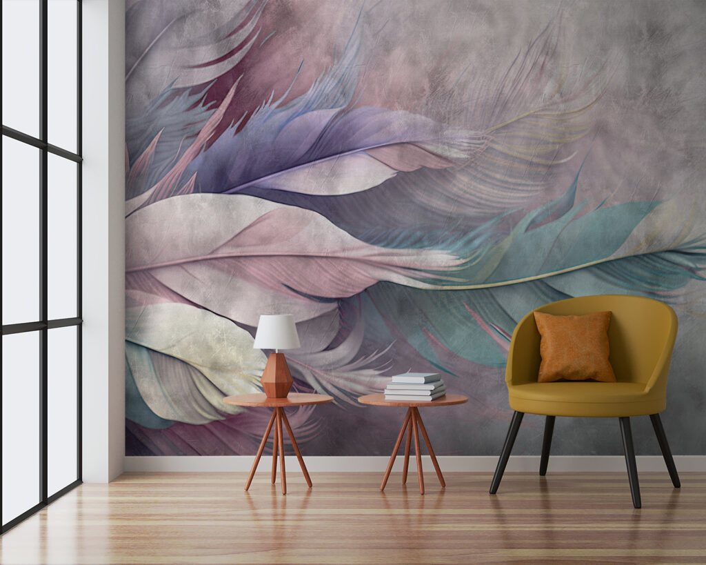 Plumas en tonos pastel — interior 2