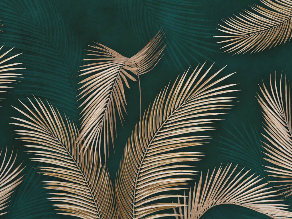 Palmas sobre verde oscuro — diseño completo