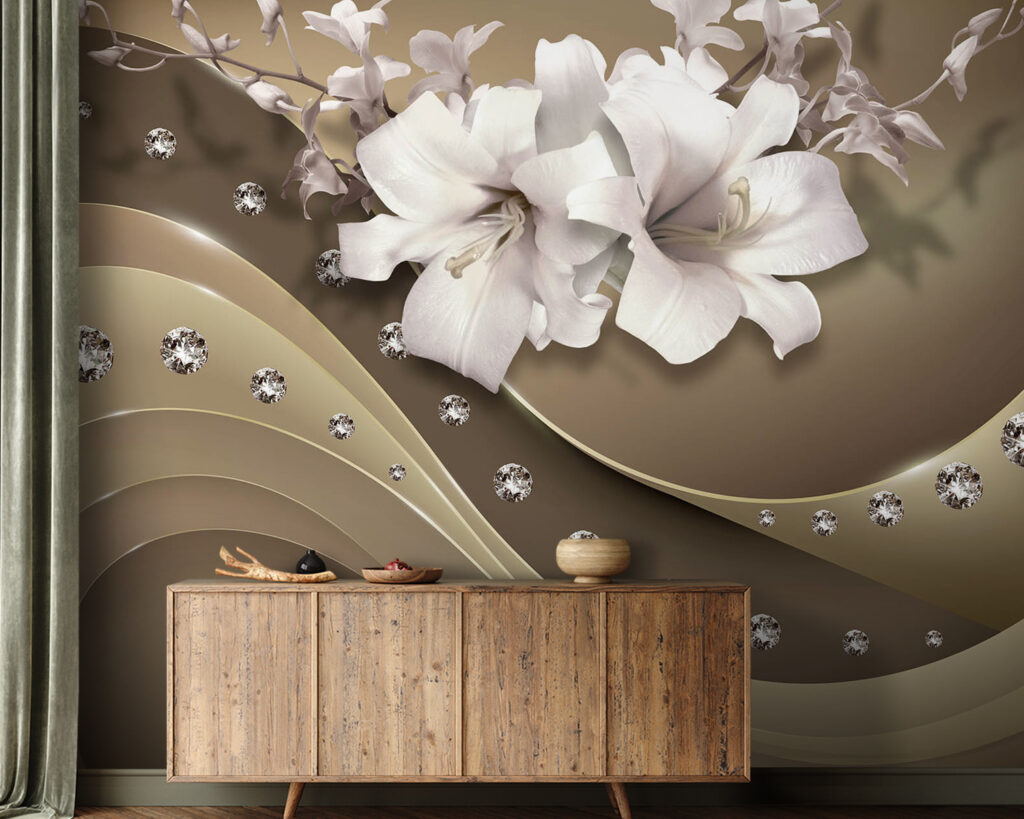 Flores blancas sobre ondas — interior 1