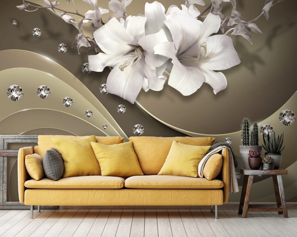 Flores blancas sobre ondas — interior 2