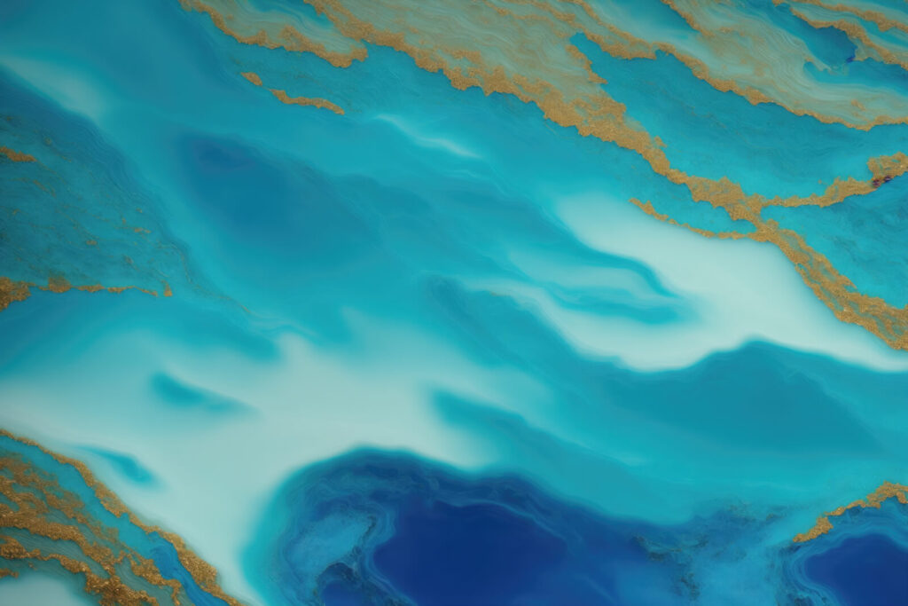 Turquesa con vetas doradas — diseño completo