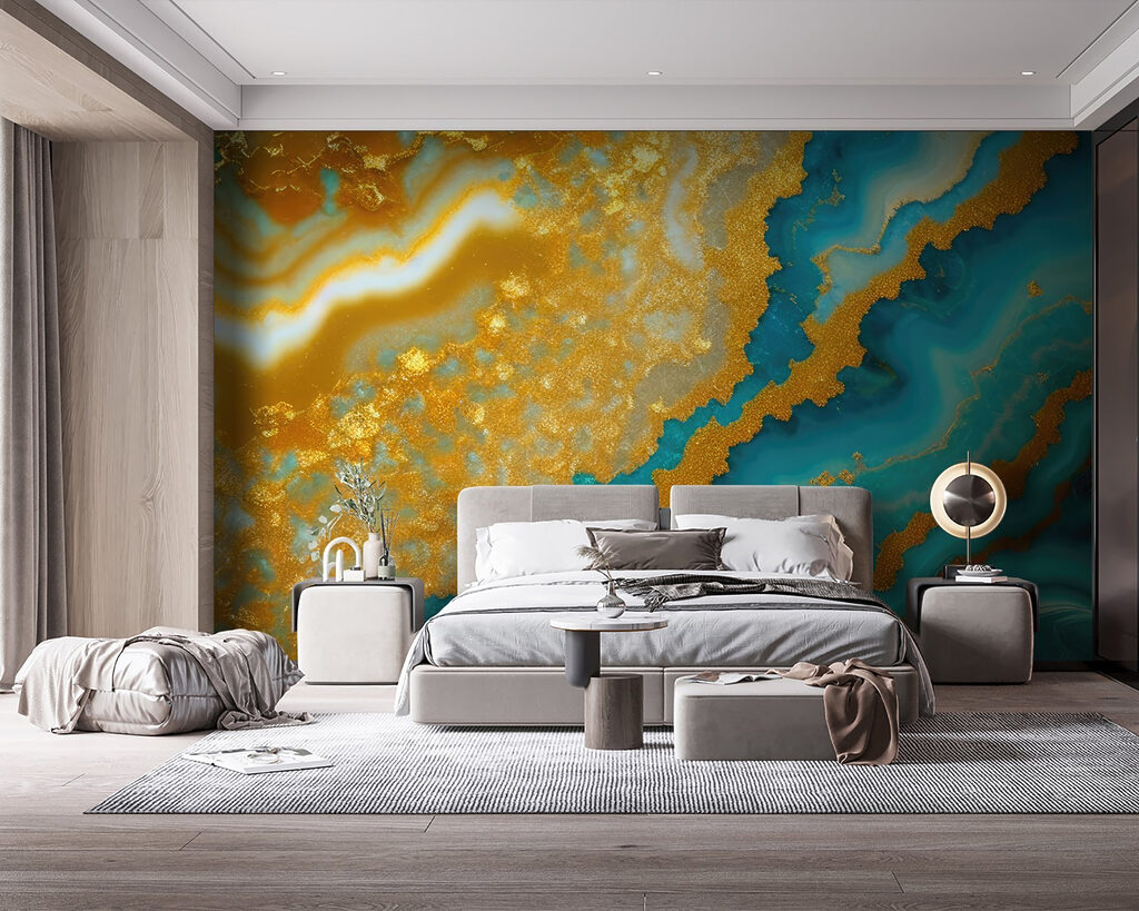 Capas doradas en turquesa — interior 1