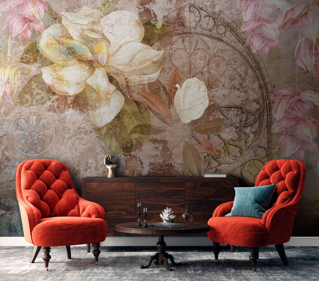 Magnolias sobre ornamento antiguo — interior 3