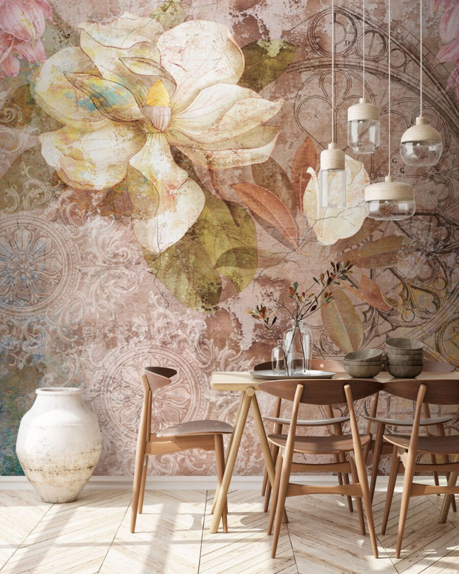 Magnolias sobre ornamento antiguo — interior 1