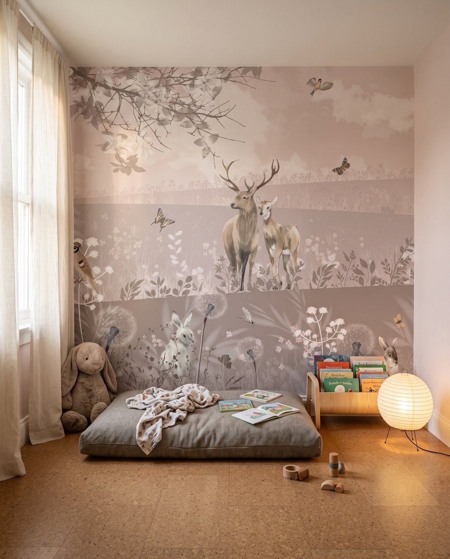 Animales en prado rosa — interior 3