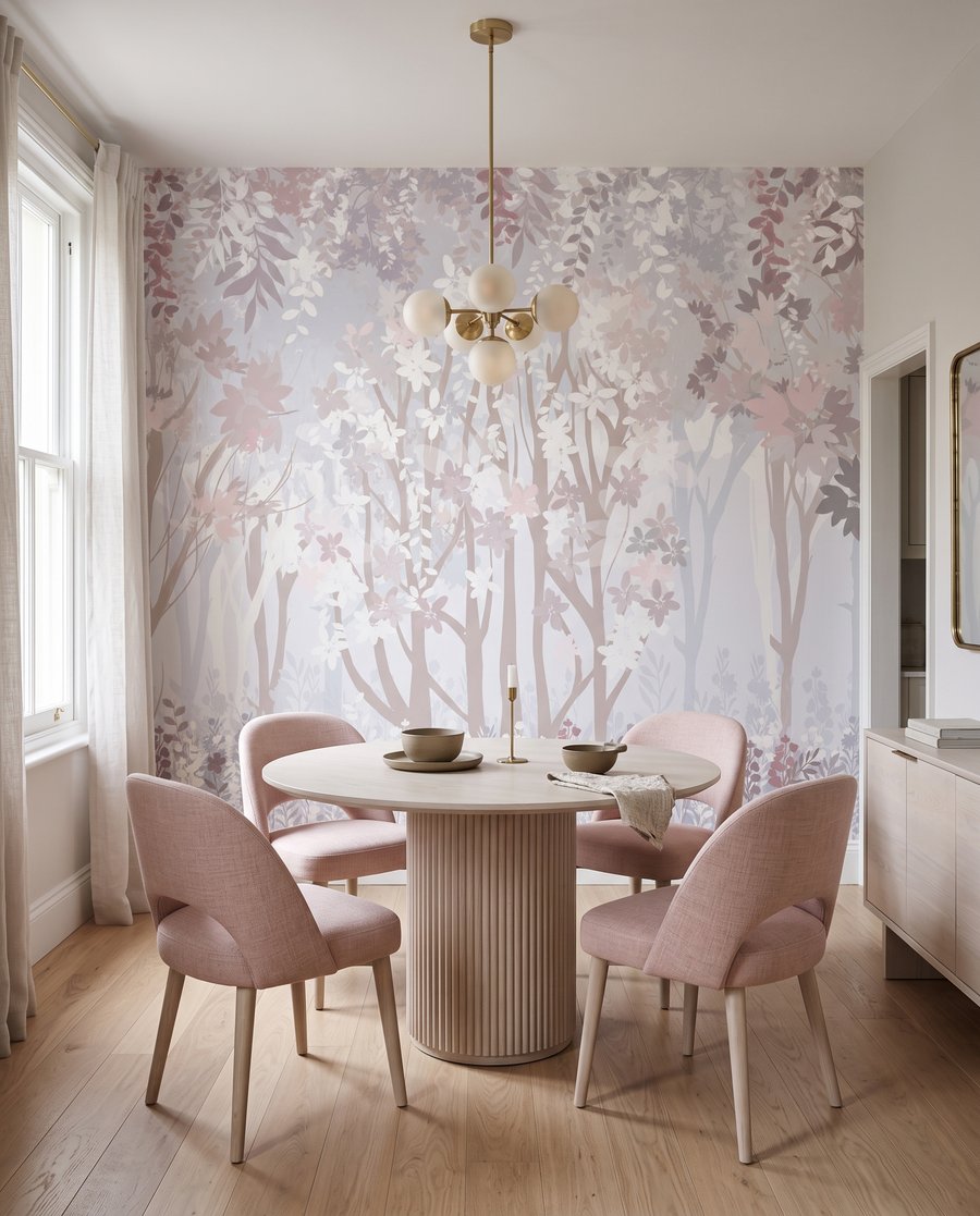 Troncos rosados y flores — interior 5