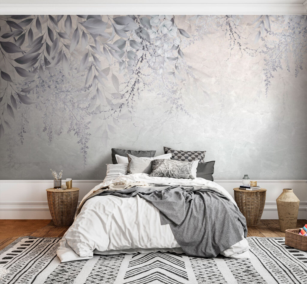 Hojas blancas sobre gris — interior 2