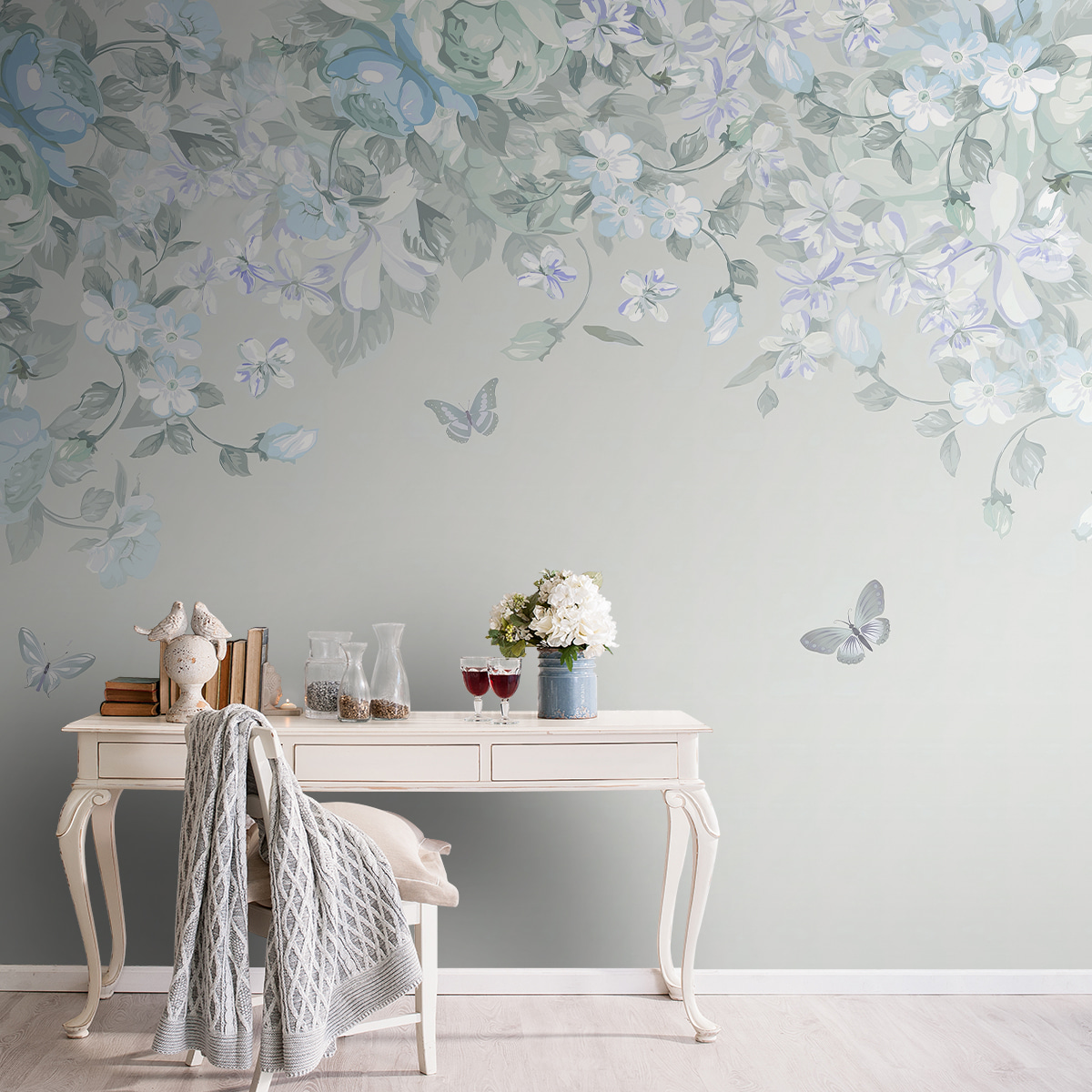 Mariposas bajo arco floral — interior 1