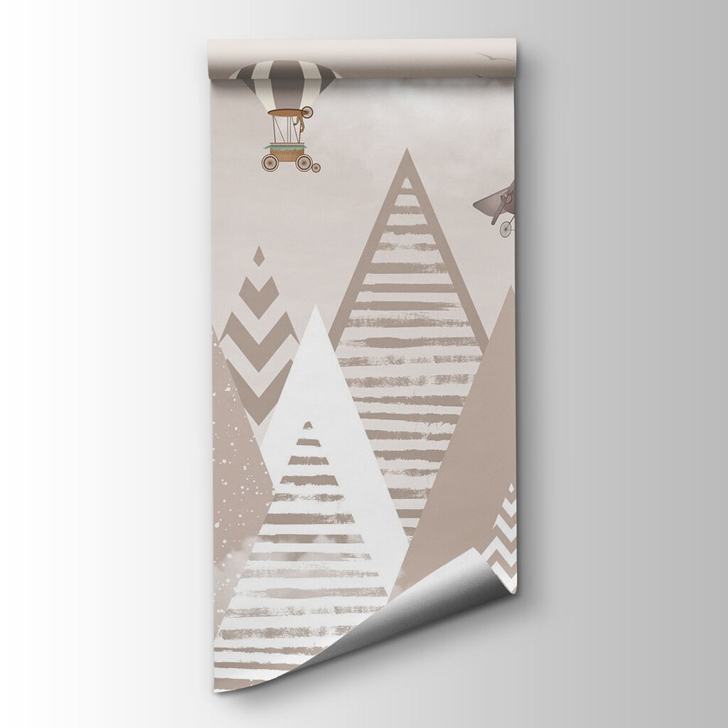 Globos sobre montañas rayadas — vista del producto