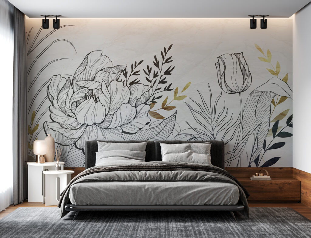 Dibujo floral dorado — interior 1