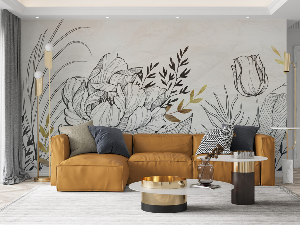 Dibujo floral dorado — interior 3