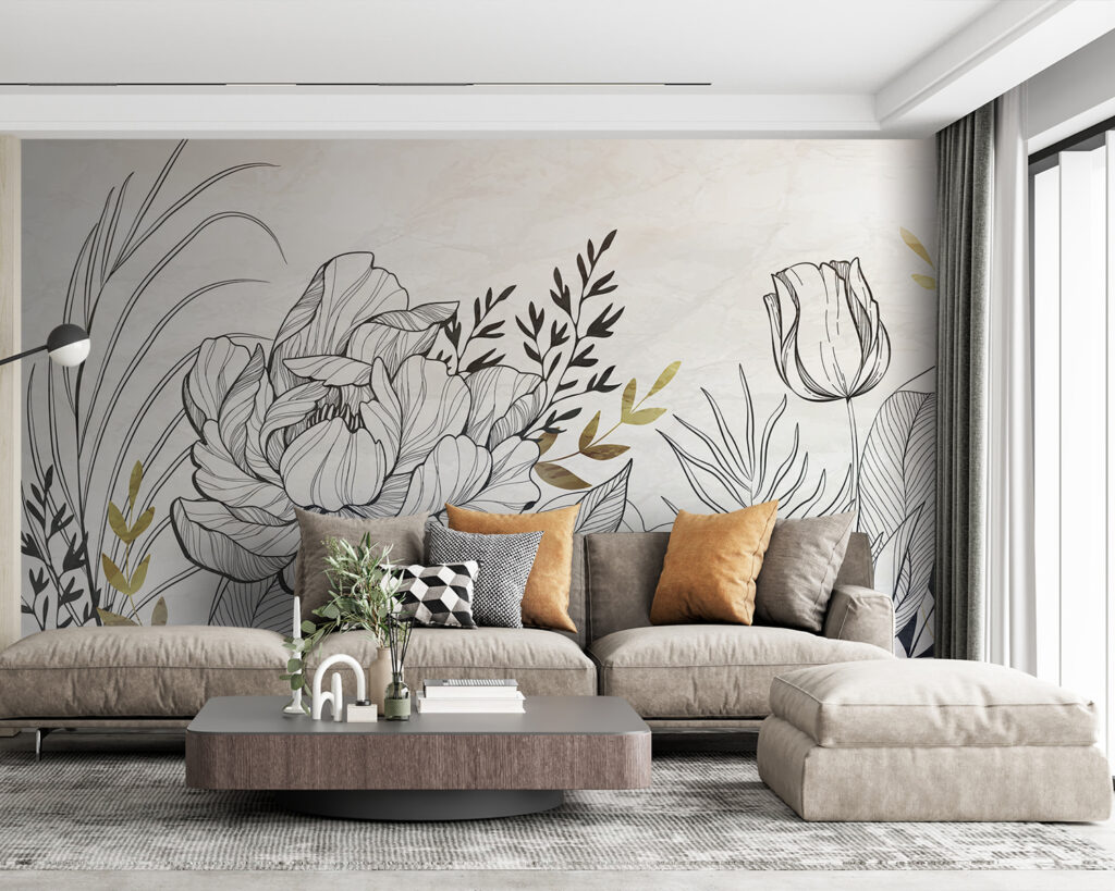 Dibujo floral dorado — interior 4