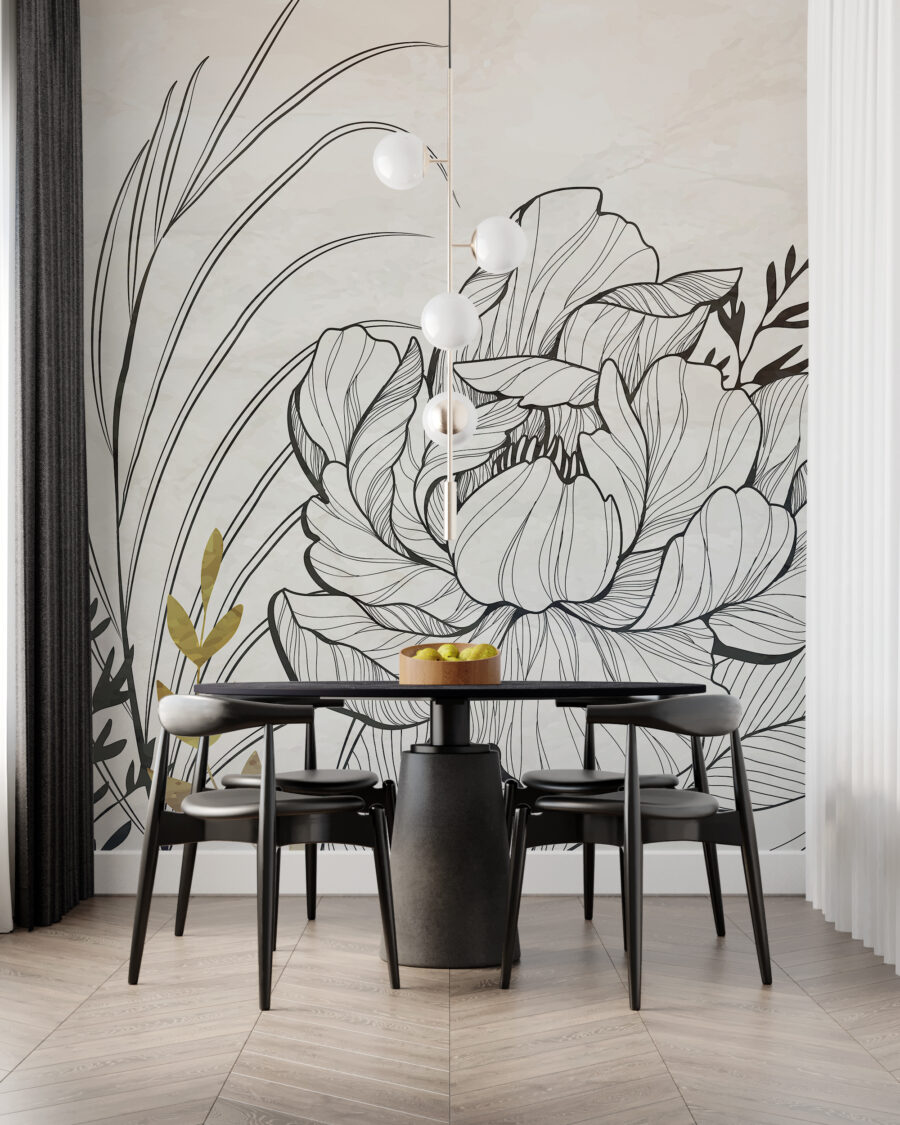 Dibujo floral dorado — interior 5