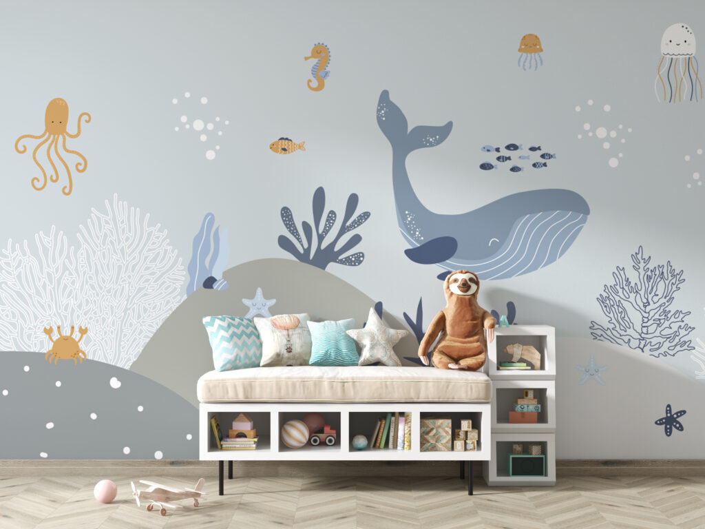 Ballena entre criaturas marinas — interior 6