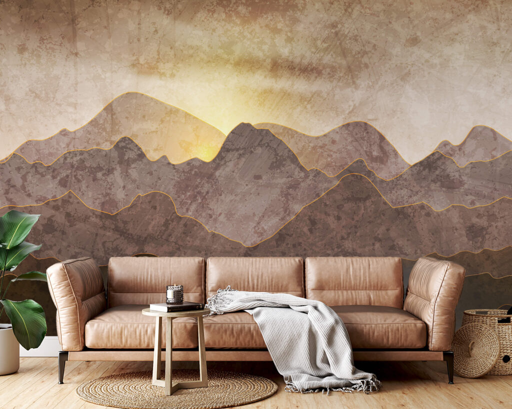 Sol tras montañas marrones — interior 1
