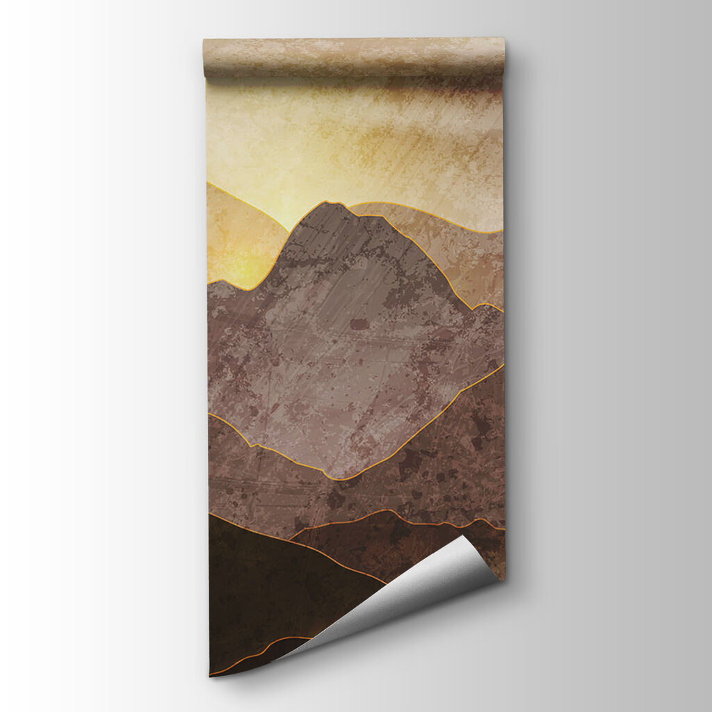 Sol tras montañas marrones — vista del producto