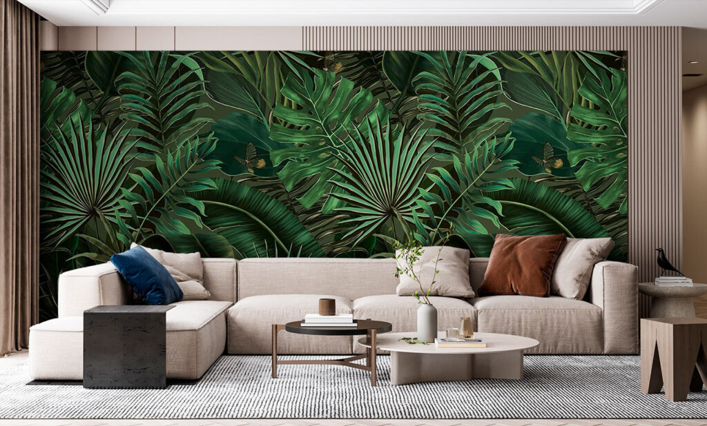 Palmas verdes sobre negro — interior 3