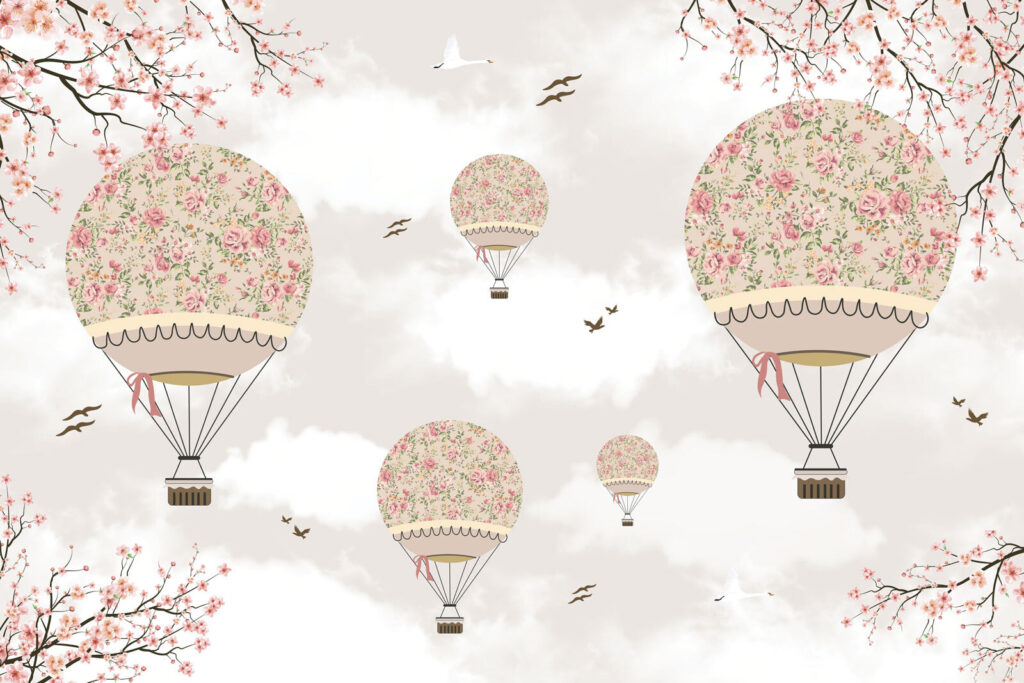 Globos con guirnaldas — diseño completo