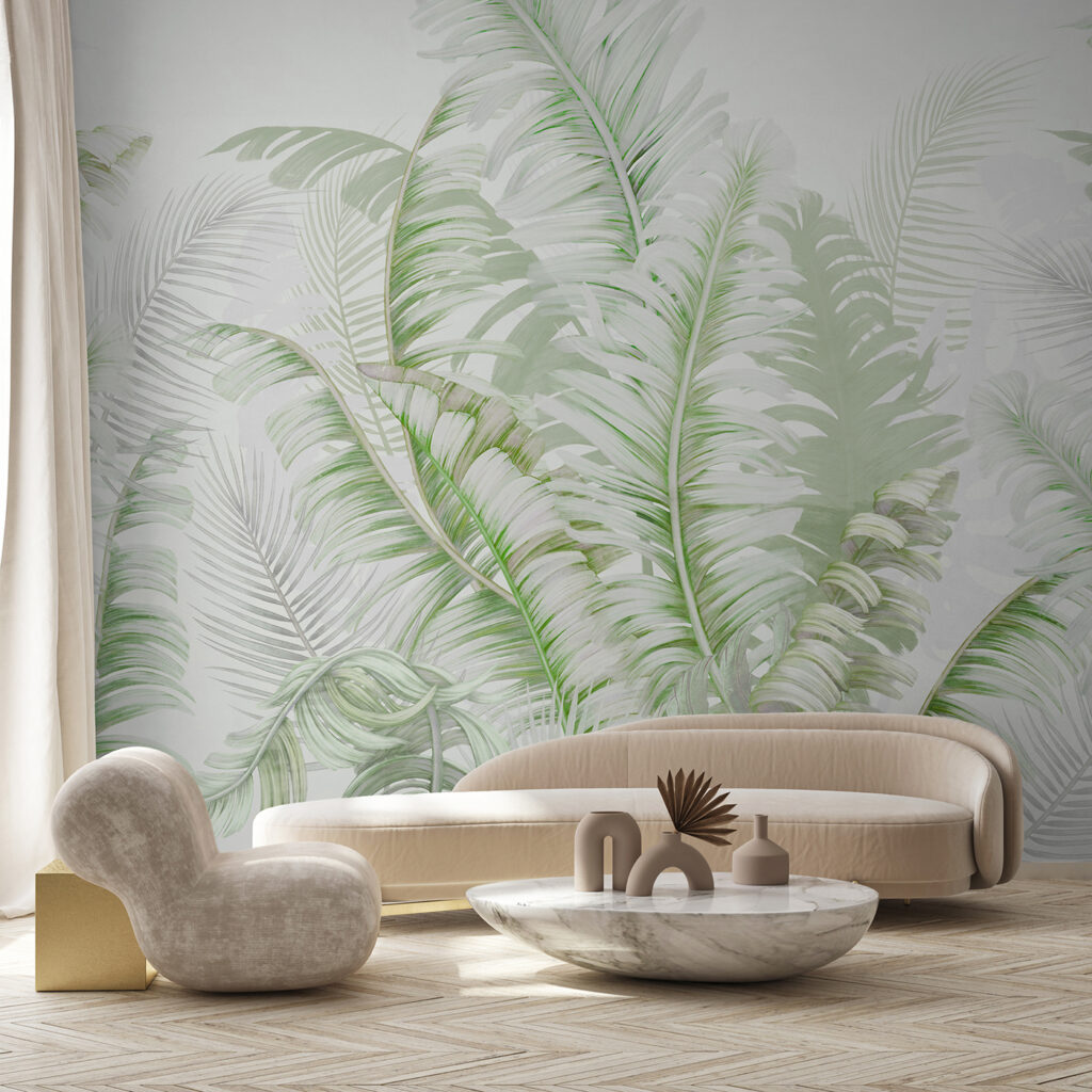Palmas pálidas sobre blanco — interior 1