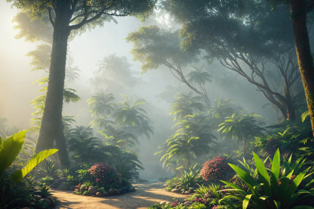 Sendero en la selva — diseño completo