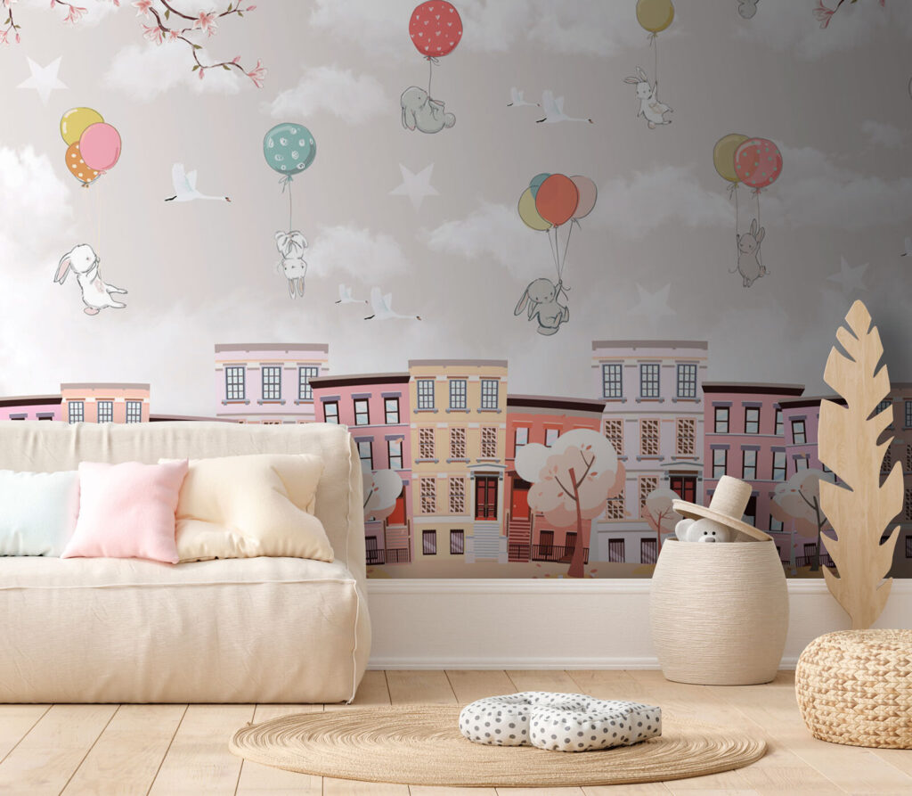 Animales sobre casas pastel — interior 2