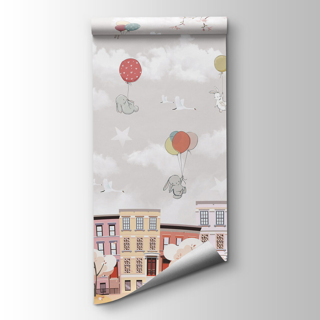 Animales sobre casas pastel — vista del producto