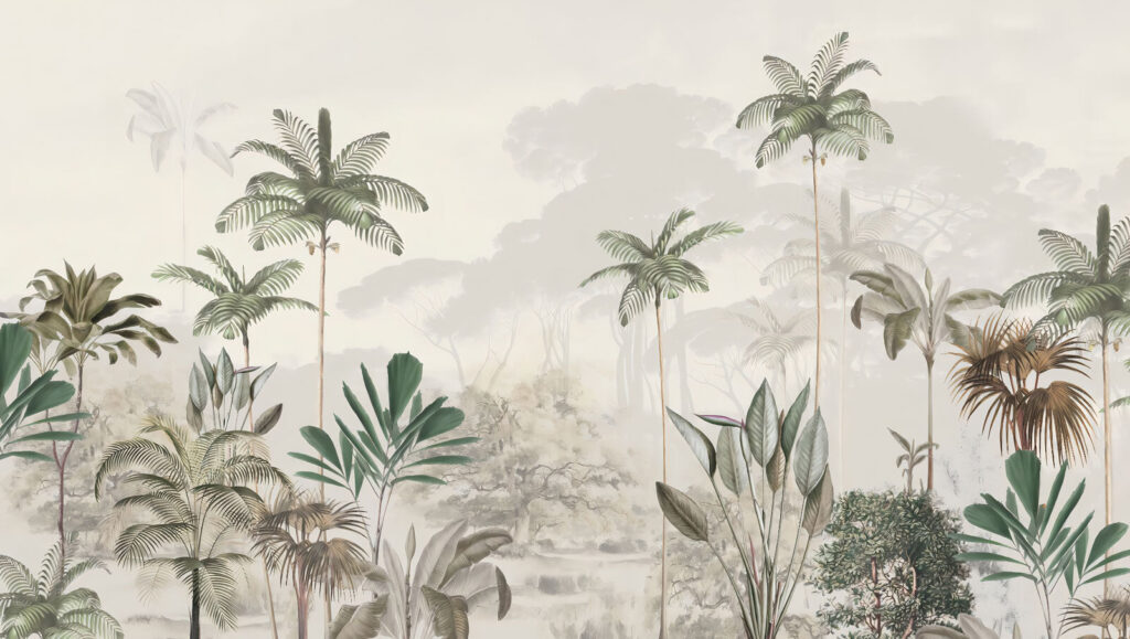 Palmeras en capas claras — diseño completo