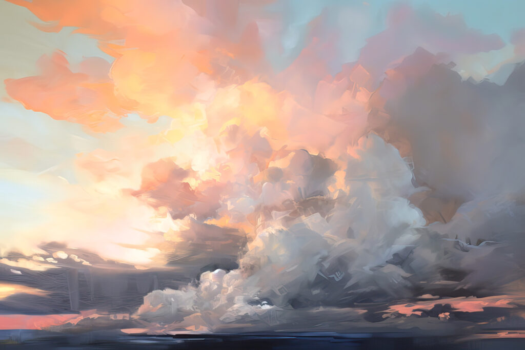 Luz dorada entre nubes — diseño completo