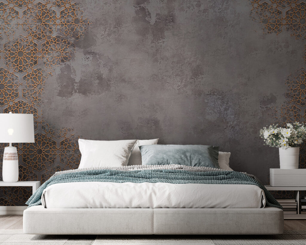 Ornamento dorado sobre gris — interior 2