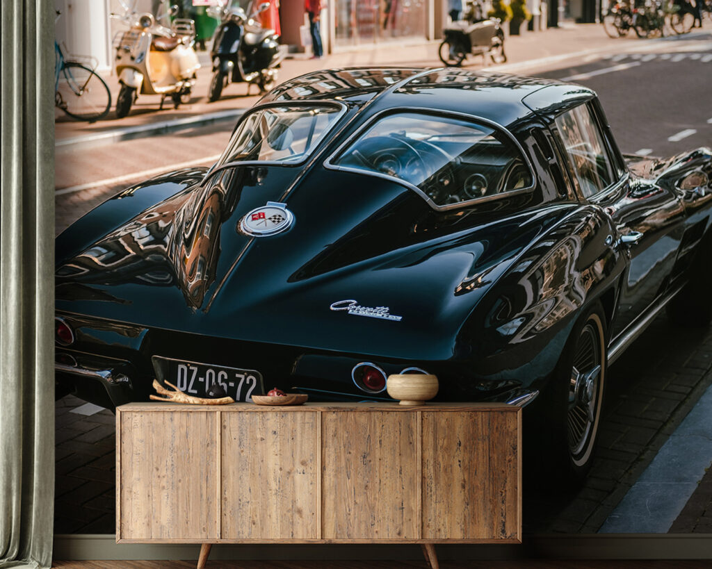 Coche clásico negro — interior 1