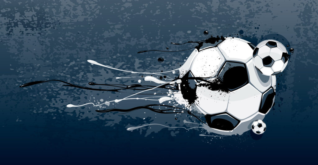 Fútbol entre pintura azul — diseño completo