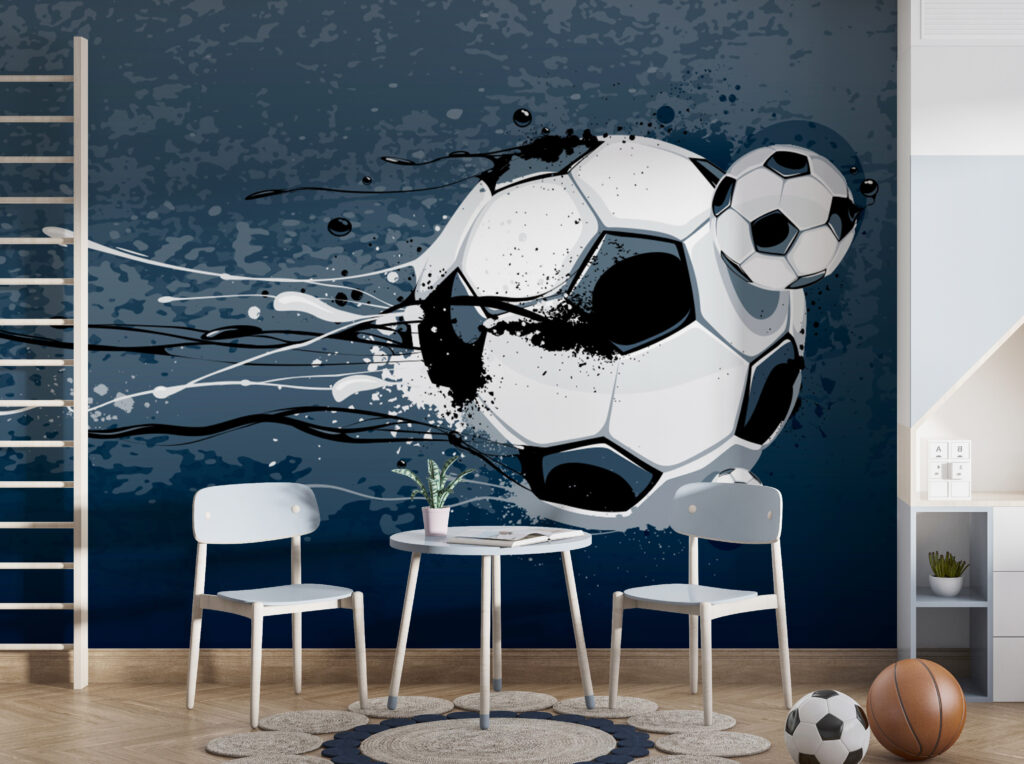 Fútbol entre pintura azul — interior 2