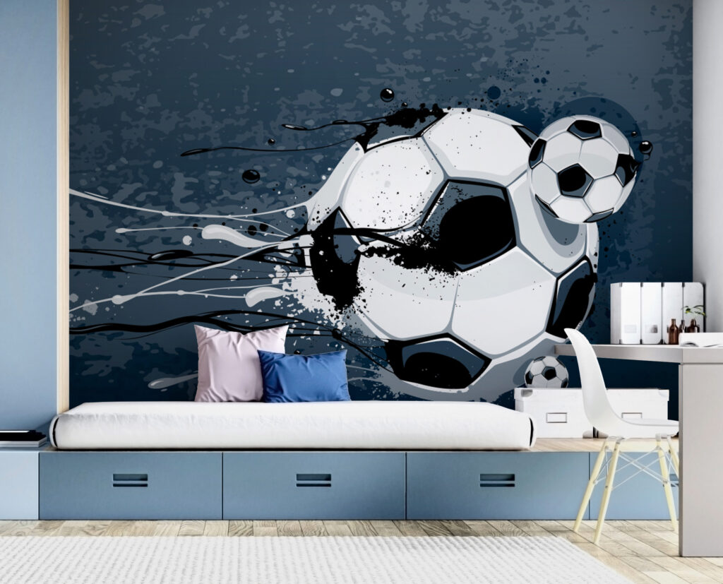 Fútbol entre pintura azul — interior 3
