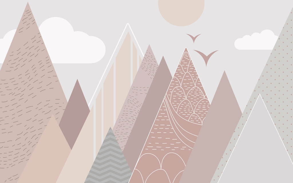 Montañas geométricas rosas — diseño completo