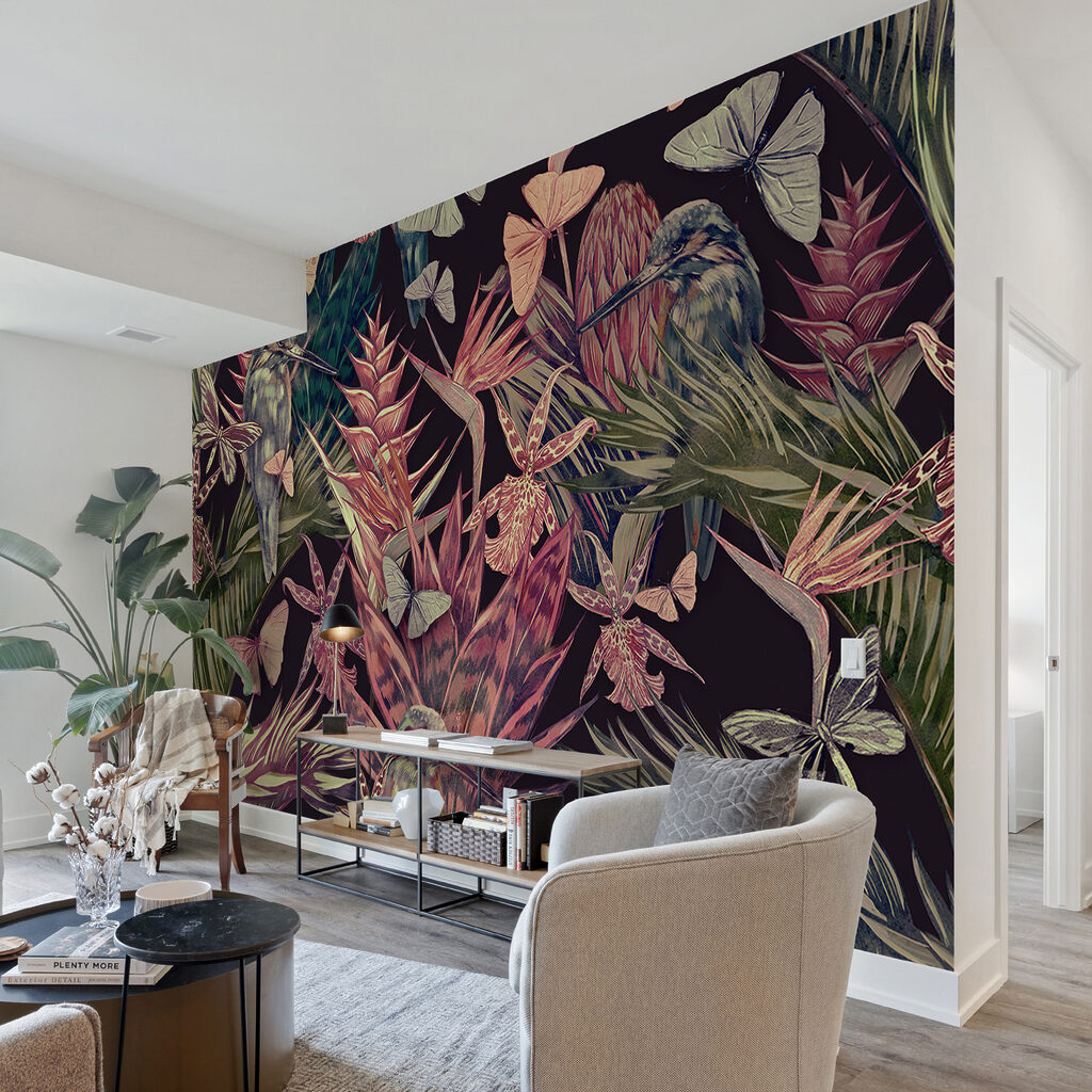 Loros entre plantas tropicales — interior 5