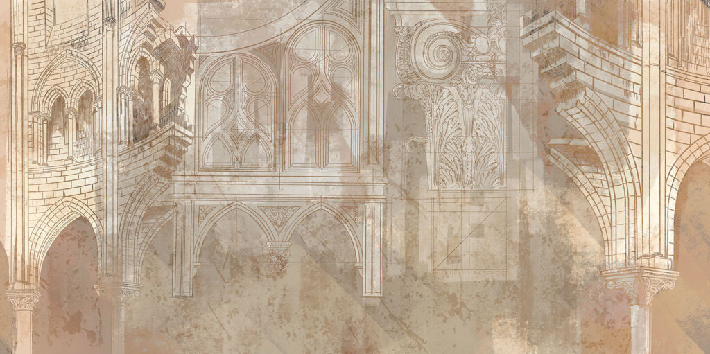 Arcos góticos en boceto — diseño completo