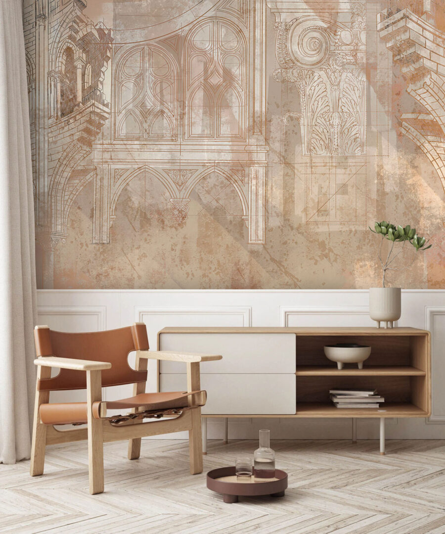 Arcos góticos en boceto — interior 3