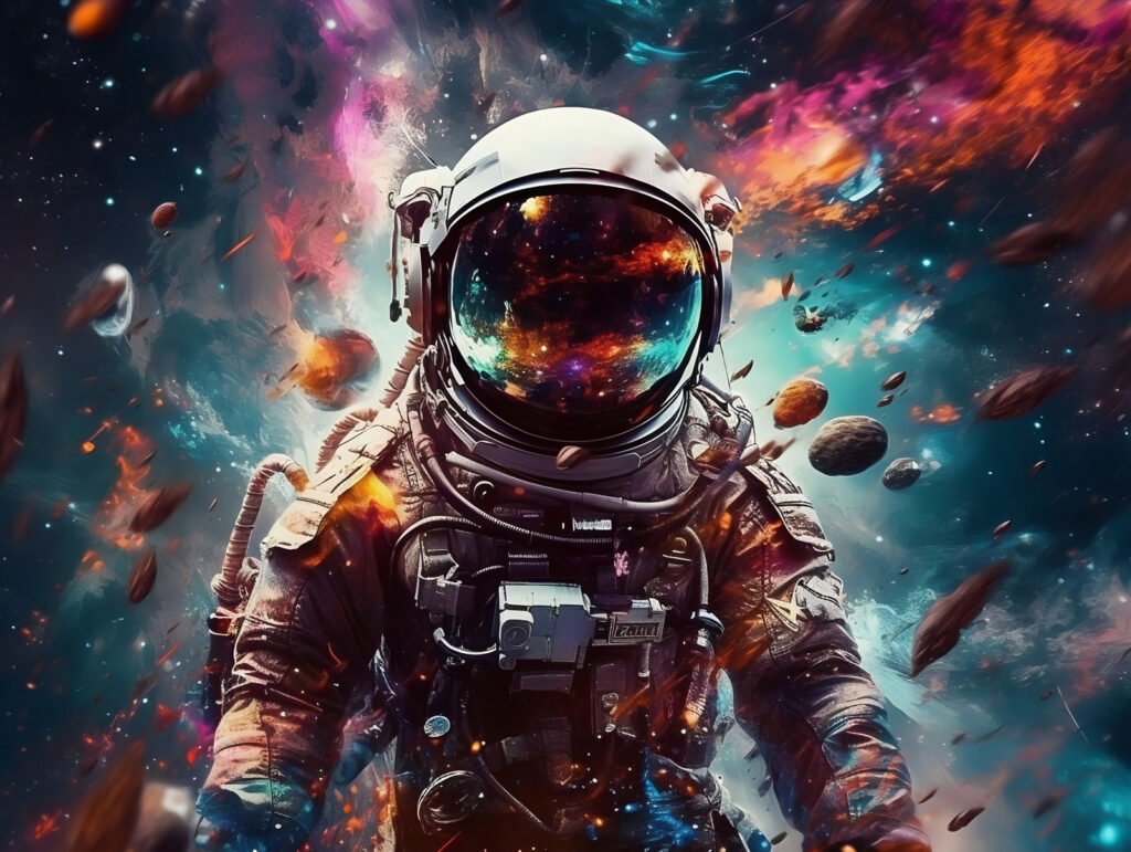 Astronauta con visera brillante — diseño completo