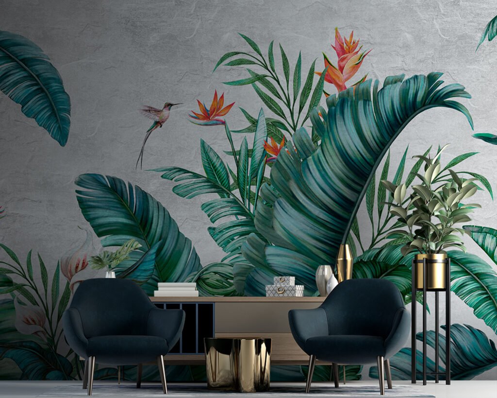 Hojas verdes con pájaro — interior 1