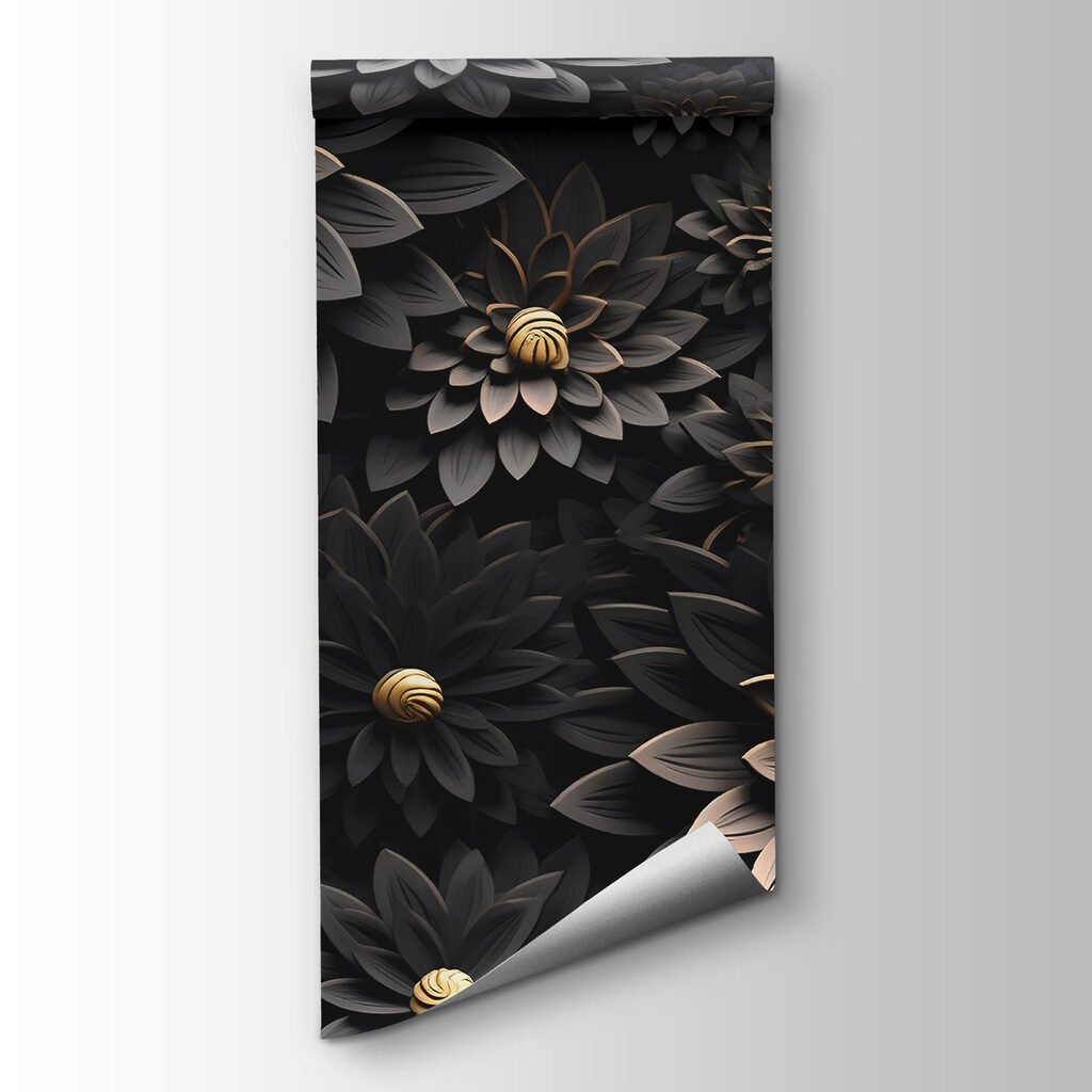 Flores negras, corazones dorados — vista del producto