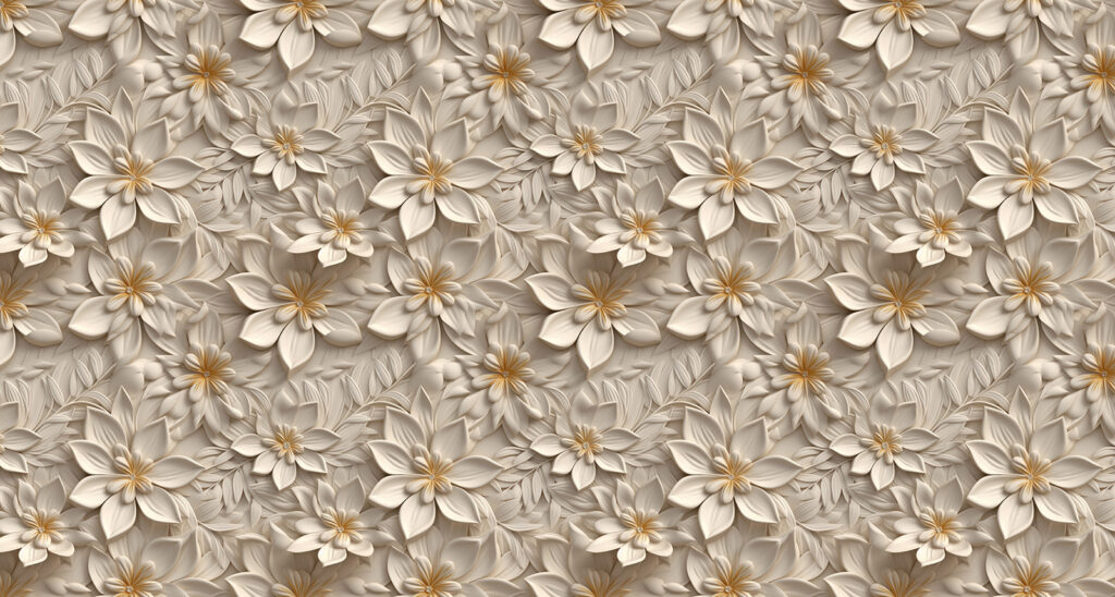 Relieve floral en crema — diseño completo