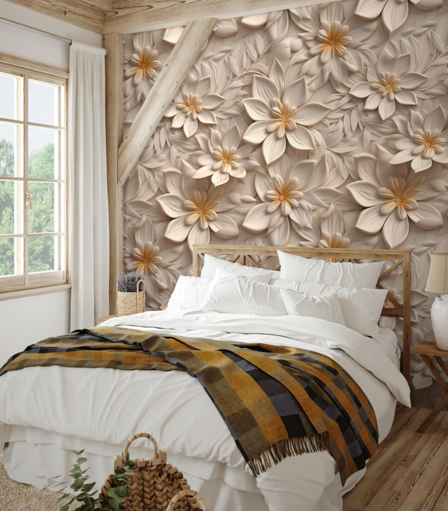 Relieve floral en crema — interior 2