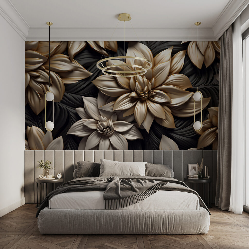 Flores doradas sobre negro — interior 4