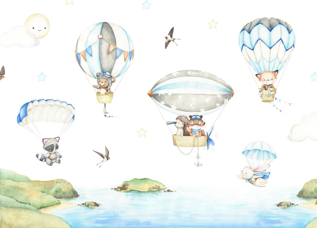 Animales en globo — diseño completo
