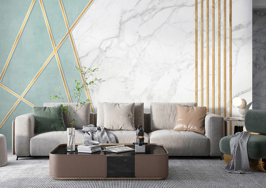 Líneas doradas sobre turquesa — interior 6