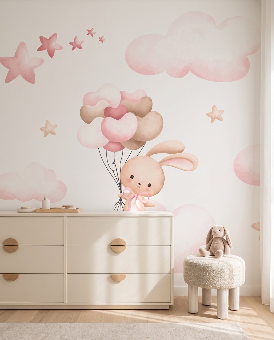 Conejitos sobre nubes rosas — interior 2