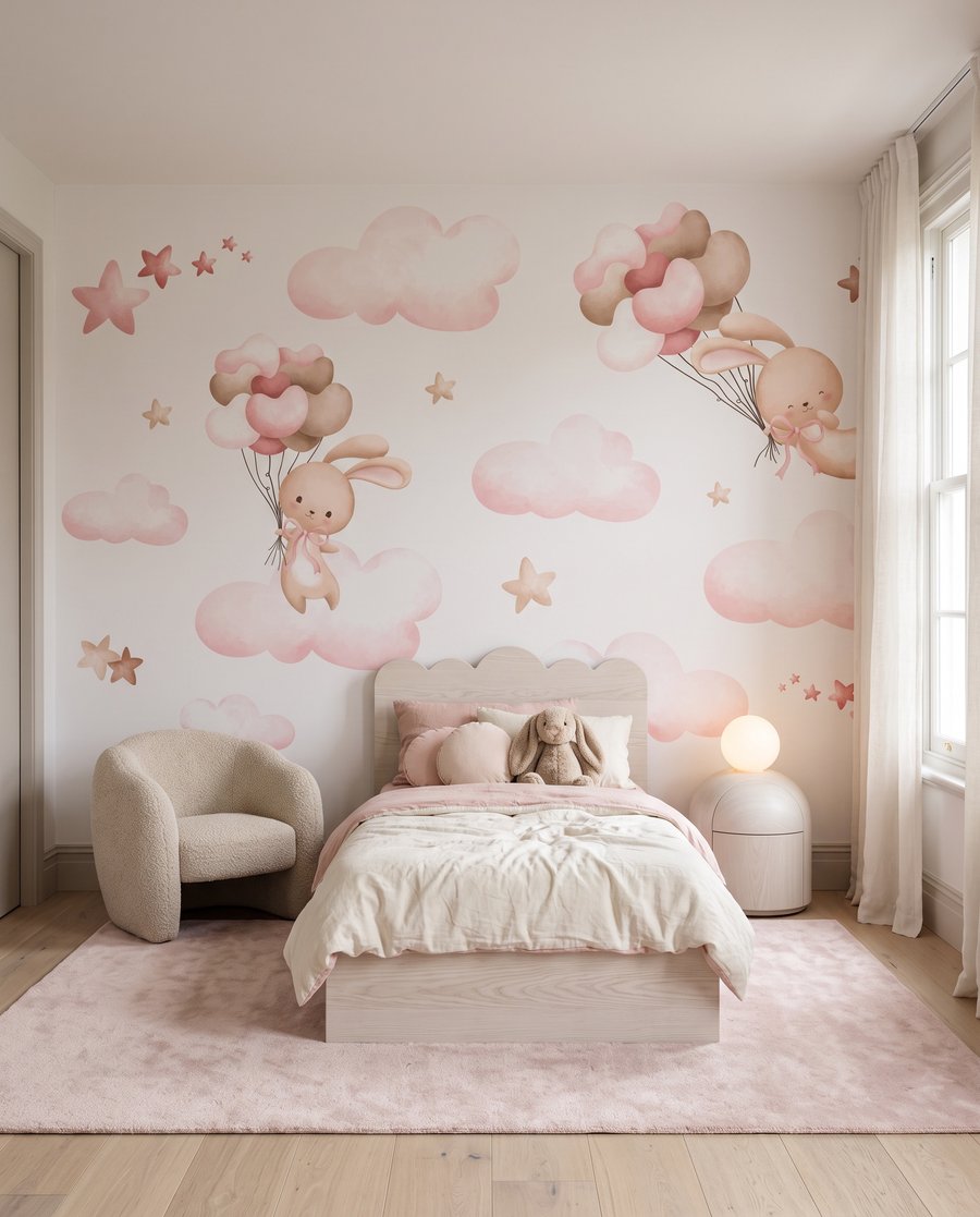 Conejitos sobre nubes rosas — interior 3