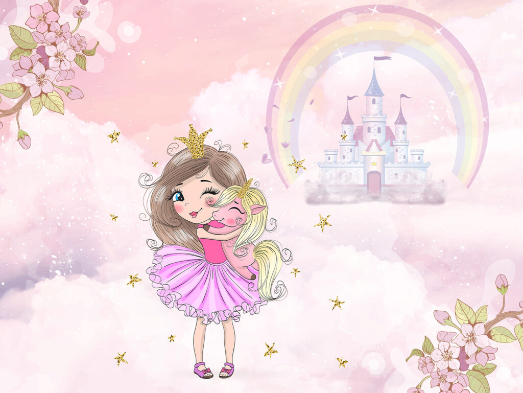 Princesa y unicornio — diseño completo
