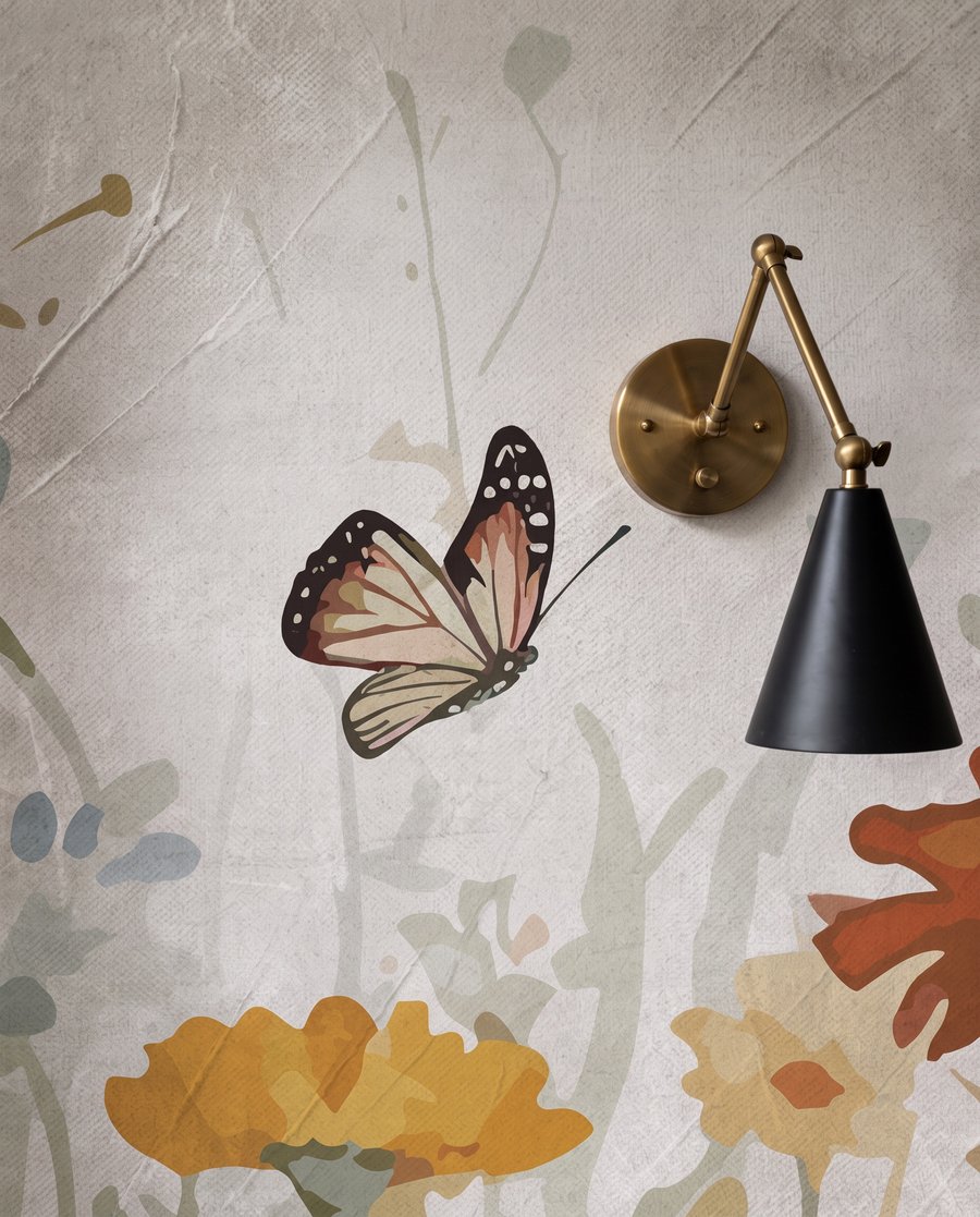 Mariposas sobre flores silvestres — detalle