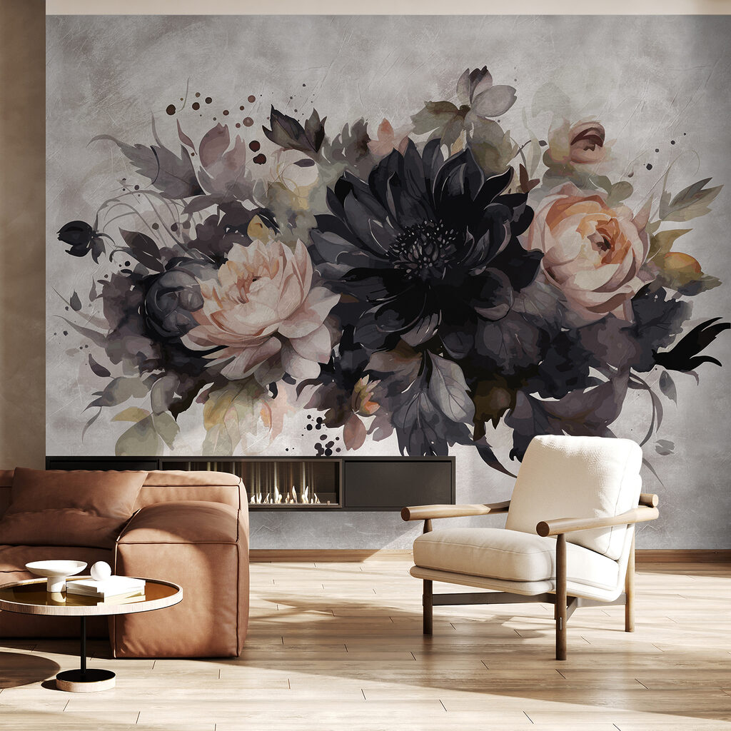 Flores oscuras sobre blanco — interior 7